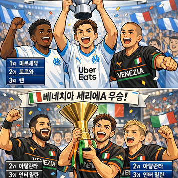 프랑스 리그 마르세유 압도적 1위세리에A 베네치아 돌
